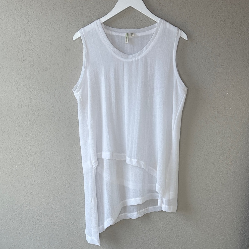 Shannon Passero Alison Top White Layered‎ Summer Lagenlook Tunic Size L